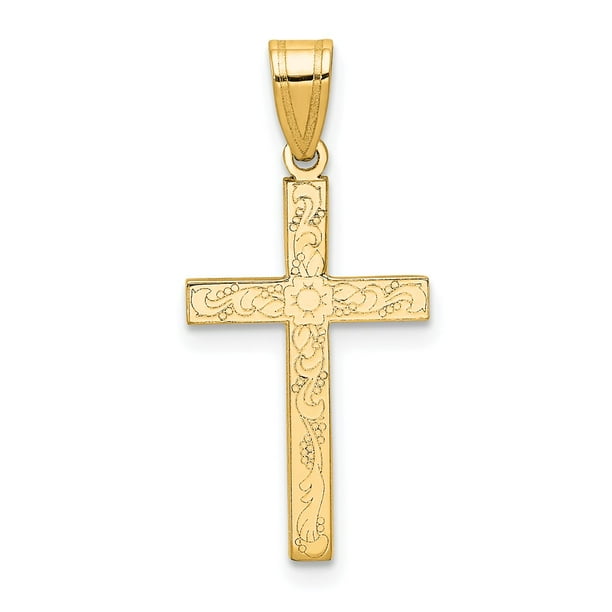 14k Yellow Gold Solid Cross Polished Charm Pendant 25mmx12mm 14k Yellow Gold Solid Cross Polished Charm Pendant 25mmx12mm